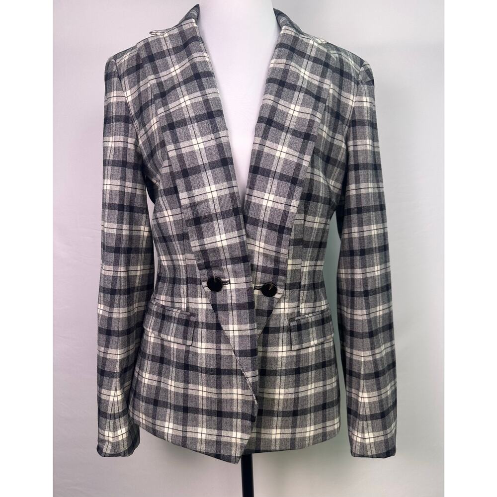 Theory Yukon Flannel Double Breasted Plaid Wool Blazer Jacket Size 6 - Picture 2 of 10